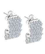 14K White Gold Plated Round CZ Wide Push Back Hoop Earrings Mothers Day ... - $90.35 CAD