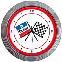 Mopar Checkered Flag Neon Clock 15&quot;x15&quot; - $79.99