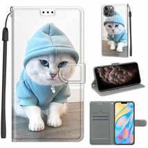 iPhone 11 Pro Max Magnetic Clasp Leather Case with Holder, C15 Blue Sweater Whit - £18.31 GBP