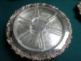 Antique Silverplate Glass Lazy Susan Footed Tray Bowl Glass Insert PICK1 - £89.73 GBP