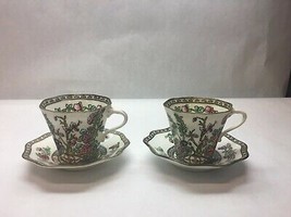 Vintage Coalport China Indian Summer Pattern Set Of Two Teacups And Saucer Set - £29.78 GBP