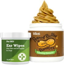 Dog Ear Cleaner Wipes + Riley&#39;S Calming Peanut Butter for Dogs - £32.86 GBP