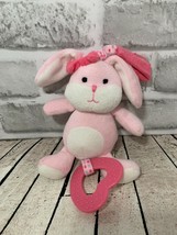 Carters Child of Mine small plush pink bunny rabbit hanging crib teether rattle  - £10.26 GBP
