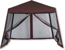 10&#39; X 10&#39; Deluxe Pop Up Canopy With Screen Sides Included, Brown, Backyard, Nm. - $159.99