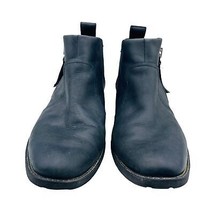 UGG Aureo Black Leather Slip On Side Zip Ankle Boots Sz 7 - $723.19 MXN