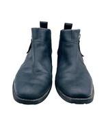 UGG Aureo Black Leather Slip On Side Zip Ankle Boots Sz 7 - $717.86 MXN
