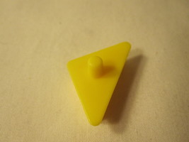 1990 MB Travel Games - Perfection game piece: Yellow Puzzle Shape #14 - $1.50