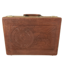 Vintage 1960’s Hand Tooled Mexican Briefcase Aztec Design Flores Bags - £70.39 GBP
