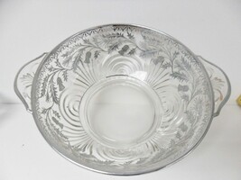 Elegant glass bowl by Paden City Glass Company in silver overlay[a5] - $1,177.13 MXN
