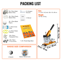 VEVOR Button Maker Machine, 75 mm (3 inch) Badge Punch Press Kit, DIY Gifts - $105.99