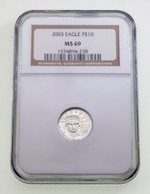 2003 1/10 Oz. P$10 Platinum American Eagle Graded by NGC as MS-69 - £177.40 GBP