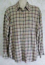 Duck Head Men&#39;s Flannel Tan Brown Green Plaid Shirt Size Extra Large EX Cotton - £14.93 GBP