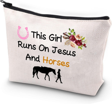 JYTAPP Horse Makeup Bags Horseshoe Equestrian Zipper Pouch Horse Lover Gifts Thi - £12.39 GBP