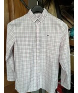 Vineyard Vines Whale Shirt Boys Medium Blue Pink Plaid Long Sleeve Butto... - $34.76