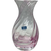 Caithness Scotland Scottish Art Glass Vase Clear Pink Swirl Bud Vase 4-1/2&quot; - £16.42 GBP