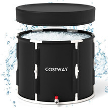 66 Gal Foldable Ice Bath Tub with Lid for Adult - Color: Black &amp; White - $131.49