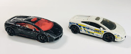 Lot Of 2 Matchbox Lamborghini Gallardo Police White &amp; Black Diecast Cars 2012 - £5.42 GBP