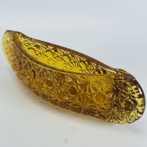 LE Smith Amber Daisy And Button Glass Canoe Toothpick Holder Relish Dish VTG - £11.71 GBP