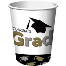 Graduation Grad Caps 9 oz Hot/Cold Paper Cups 8 Pack Grad Party Tableware - £8.78 GBP