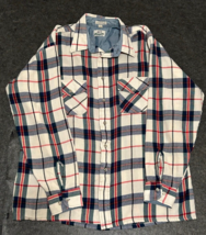 417 VAN HEUSEN Men&#39;s Large Plaid Flannel Long Sleeve Button Up Shirt - £14.74 GBP
