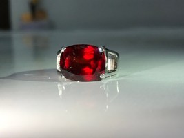 Natural 11.93 carat hessonite garnet men ring in 925 sterling solid silver - £204.68 GBP