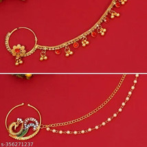 Kundan Meena Indian Jewelry Wedding Set Nath Nose Hoop Nostril Ring Gold Platedv - £3.91 GBP