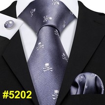 Barry.Wang Fashion Designer Brown  Men Tie 8.5cm Silk Tie Handkerchief Set Gift  - £41.68 GBP