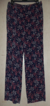 New Womens Michael Kors Navy Blue W/ Floral Fully Lined Wide Leg Pant Size 14 - £29.38 GBP