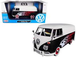 Volkswagen Type 2 T1 Delivery Van w Flames 1/24 Diecast Car Model Motormax - £33.22 GBP