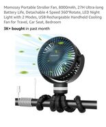 Momcozy Portable Stroller Fan Black , 8000mAh, 27H Ultra-long Battery Life - $215.33 MXN