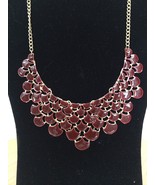 Costume Fashion Jewelry MAROON DECORATIVE PIECES LINKED GOLD TONED CHAIN - £11.76 GBP