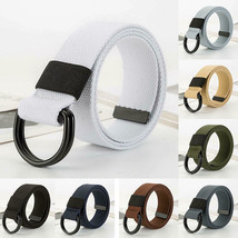 Mens Belt White Big and Tall with Double D Ring Buckle, Belt Size 3XL to... - $16.14