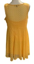 Tiana B Womens Crochet Scoop Neck Dress Size 10 Yellow Lined Sleeveless  - $10.78