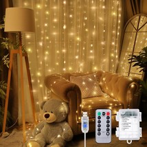 195 Led Curtain Tapestry Backdrop String Lights, 8 Strings 6.6X4.9Ft Tapestry Fa - £19.62 GBP