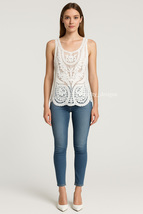 Bohemian Vest Crochet White Lace Top Australia, Black, Cream IN HAND 8 1... - $19.99