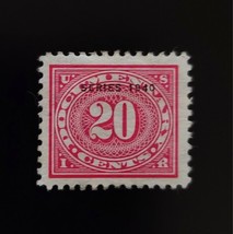 1940 20c U.S. Internal Revenue, Documentary, Overprinted, Rose Pink, R271 - $1.98