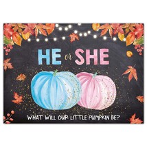 7X5Ft Little Kin Gender Reveal Backdrop Fall He Or She Pink Or Blue Boy Or Girl  - £18.21 GBP