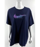 Nike T Shirt Top Black XXL Blue Purple Graphic Retro Logo Short Sleeve Tee - $546.43 MXN