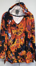 NWT LuLaRoe Large Black Orange Purple Gold Blue Tie Dye ELIZA Long Sleeve Hoodie - £37.88 GBP