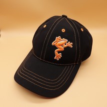 Frogger Hat Cap Black Orange Adjustable Strap Back Leap Ahead Embroidered - £12.55 GBP