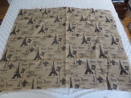 3737. Paris, Eiffel Tower Print Burlap Fabric - 48&quot; X 1 Yd. - £6.29 GBP