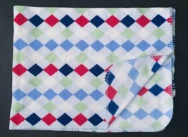 Circo Argyle Fleece Baby Blanket Diamond Pattern Security Blankey Blue Red Green - $8.91