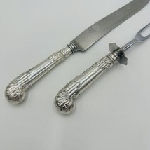 Ambassador Sheffield Knife &amp; Fork Set UK Sterling Silver Handles Carving Art De - £133.62 GBP