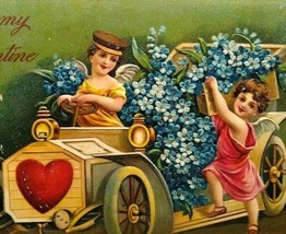 Valentines Postcard Angels Drive Old Jalopy Car 8887 PFB West Haven Conn 1910 - £27.66 GBP