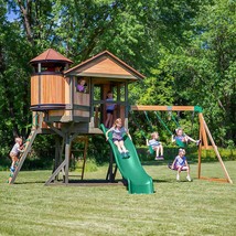 Swing Set Playset Outdoor Playground Wooden Backyard Equipment Childrens Play ~~ - £2,691.10 GBP