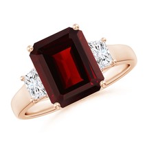 ANGARA 4.32 Ct Three Stone Emerald-Cut Garnet and Dia... - £1,971.42 GBP