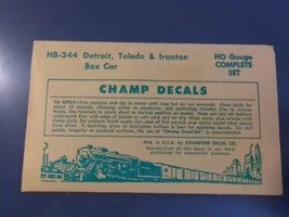 Vintage Champ Decals No. HB-344 Detroit Toledo &amp; Ironton DT&amp;I Boxcar Black HO - $14.95