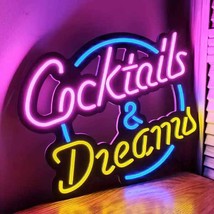 NEON LED SIGN COCKTAILS &amp; DREAMS   BAR PUB BEER MAN CAVE   - $46.99