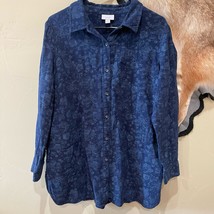 pureJill J.Jill Gauzy Blue White Floral Button Down Shirt Medium - $23.15