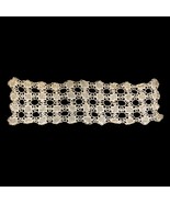 Hand Crocheted Cotton Lace Beige Doily Center Piece Rectangular 32 x 10&quot;... - $20.46 CAD